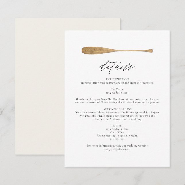 MAIRI Minimalist Boat Lake Themed Wedding Details Invitation (Front/Back)