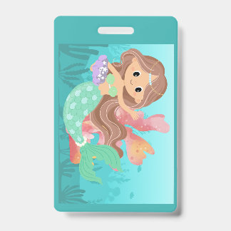 Mairmaid playing in the ocean badge
