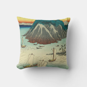 Maisaka, Japan: Vintage Woodblock Print Throw Pillow