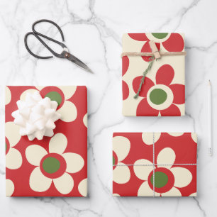 Maisie Flowers Whimsical Christmas Floral Pattern Wrapping Paper Sheets