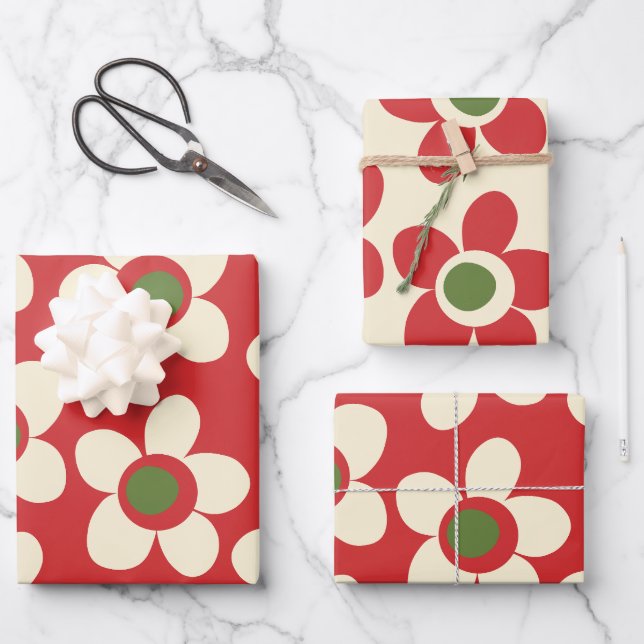 Maisie Flowers Whimsical Christmas Floral Pattern  Wrapping Paper Sheets (Front)