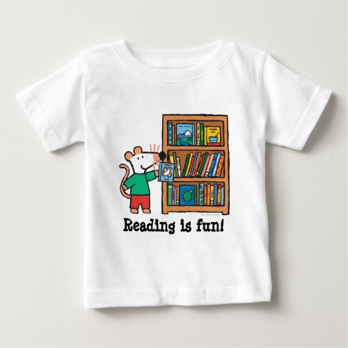 Maisy and a Bookshelf of Books Baby T_Shirt