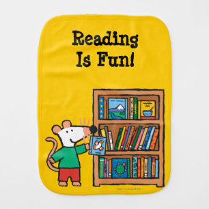 Maisy and a Bookshelf of Books Burp Cloth