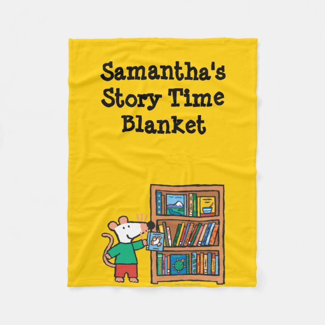 Maisy and a Bookshelf of Books Fleece Blanket (Front)