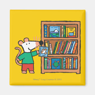 Maisy and a Bookshelf of Books Magnet