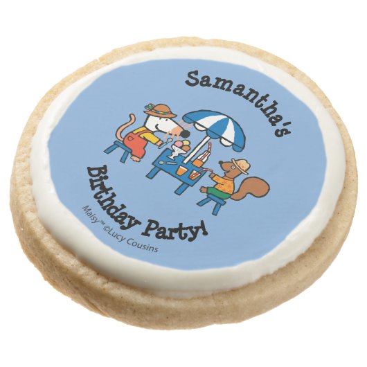 Maisy and Cyril Birthday Round Shortbread Cookie (Angled)