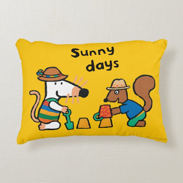 Maisy and Cyril Build a Sand Castle Accent Pillow (Front)