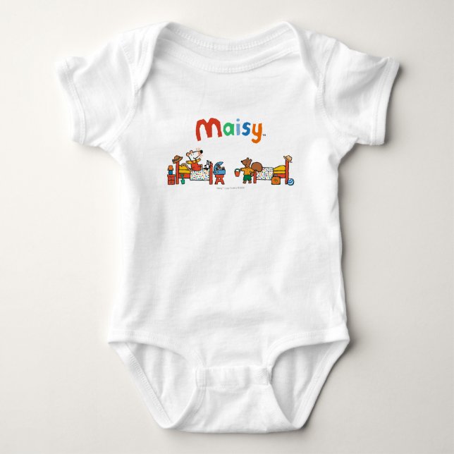 Maisy and Cyril Go on Vacation Scene Baby Bodysuit (Front)
