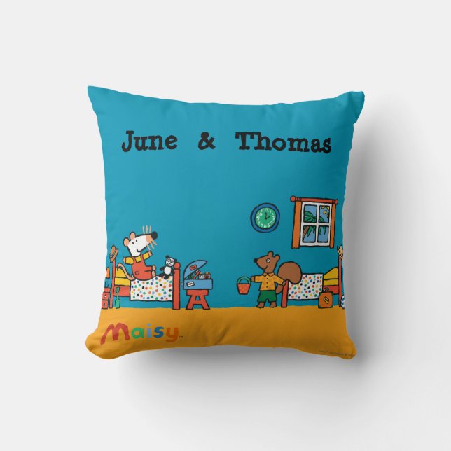 Maisy and Cyril Go on Vacation Scene Throw Pillow (Front)