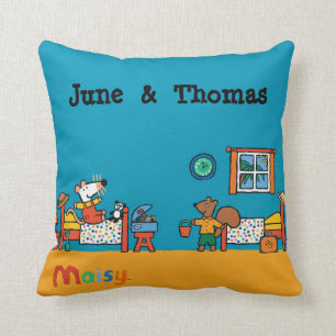 Maisy and Cyril Go on Vacation Scene Throw Pillow