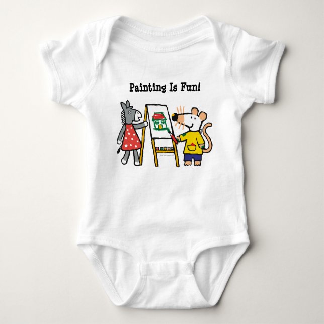 Maisy and Dotty Paint at Preschool Baby Bodysuit (Front)