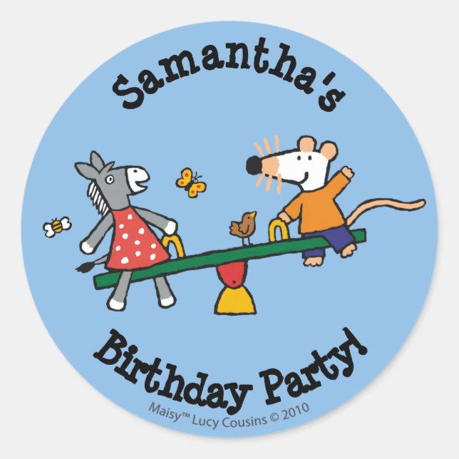 Maisy and Dotty Seesaw at the Playground Classic Round Sticker (Front)