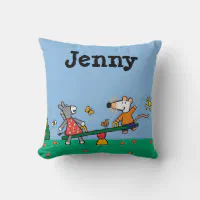 Maisy and Dotty Seesaw at the Playground Throw Pillow | Zazzle