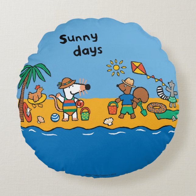 Maisy and Friends at the Beach Round Pillow (Front)