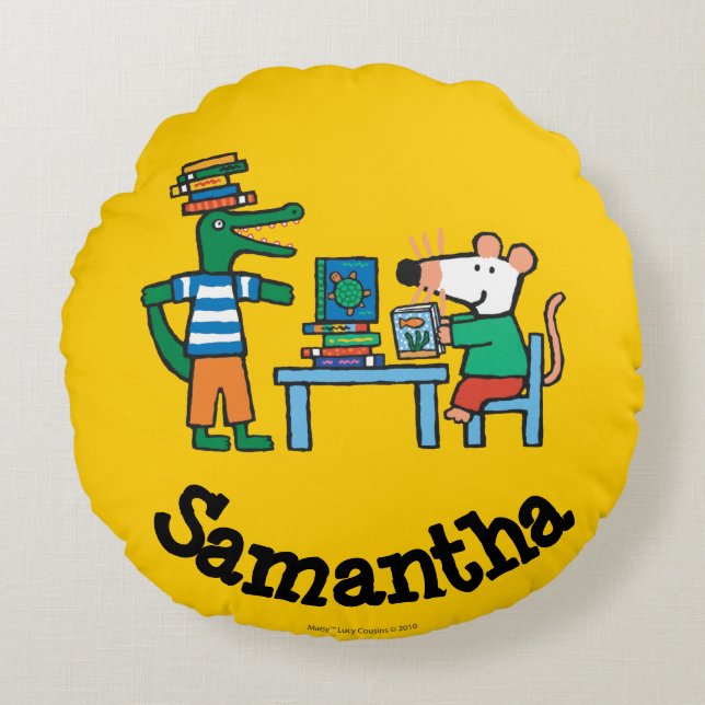 Maisy and Friends Enjoy the Library Round Pillow (Front)