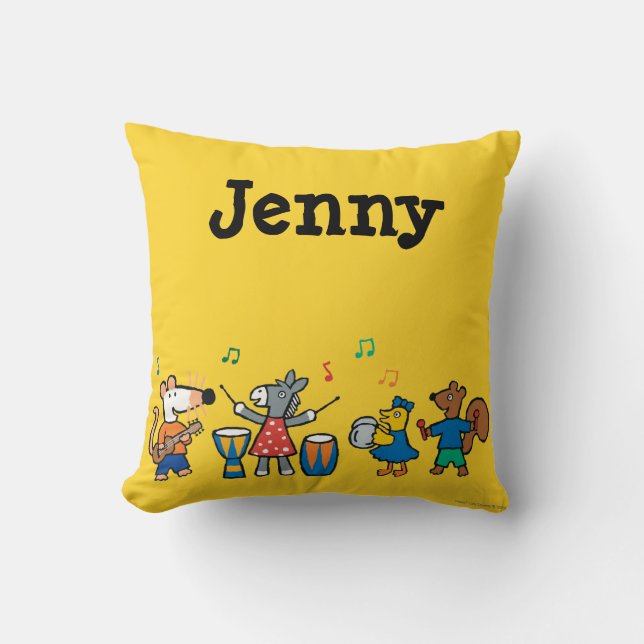 Maisy and Friends Play in the Band Throw Pillow (Front)