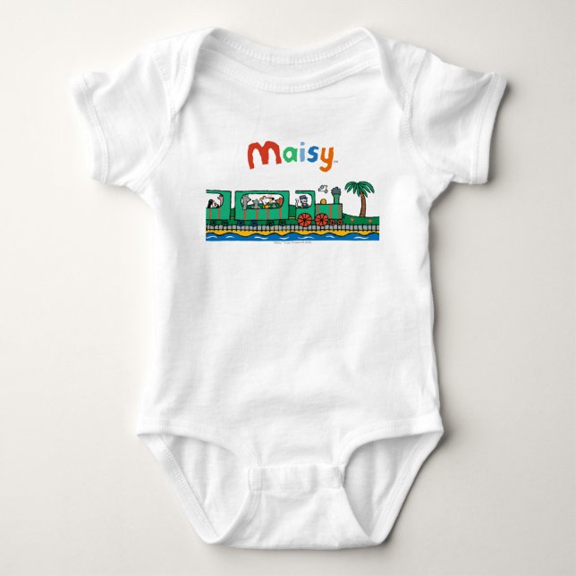 Maisy and Friends Ride on Green Train Baby Bodysuit (Front)