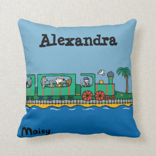 Maisy and Friends Ride on Green Train Throw Pillow
