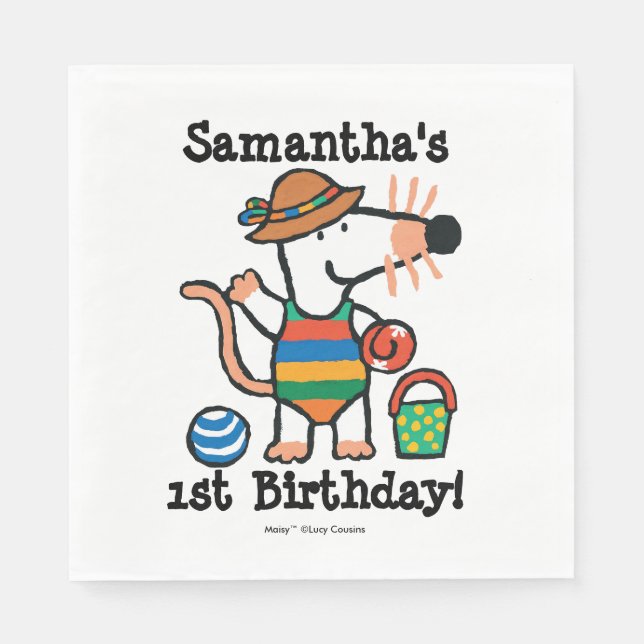 Maisy at the Beach Birthday Paper Napkins (Front)
