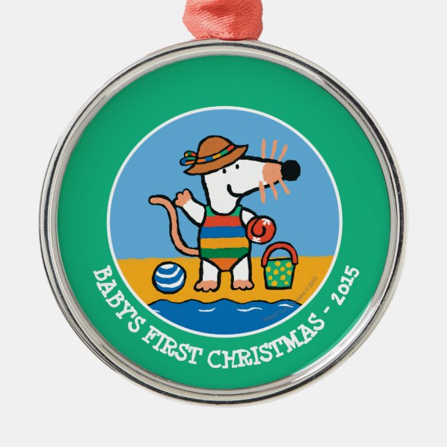 Maisy at the Beach Metal Ornament (Front)