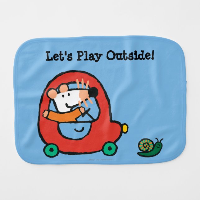 Maisy Drives a Cute Red Car Burp Cloth (Front Horizontal)