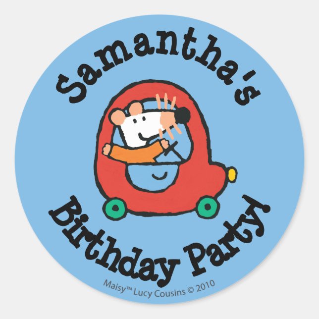 Maisy Drives a Cute Red Car Classic Round Sticker (Front)
