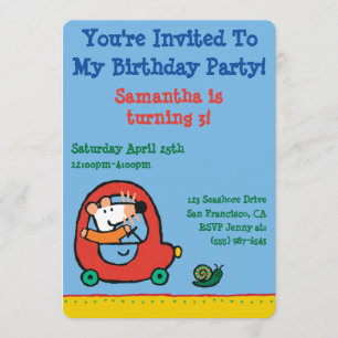 Maisy Drives a Cute Red Car Invitation