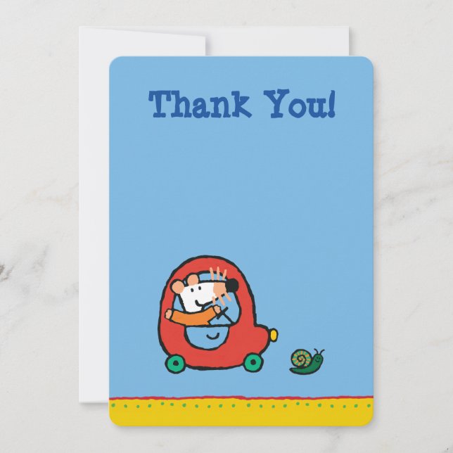Maisy Drives a Cute Red Car Thank You Card (Front)