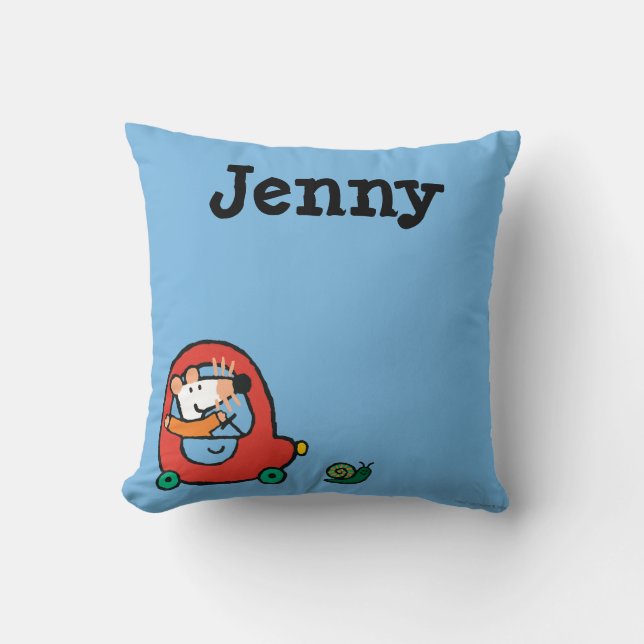 Maisy Drives a Cute Red Car Throw Pillow (Front)