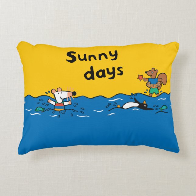 Maisy Goes Swimming at the Beach Accent Pillow (Front)