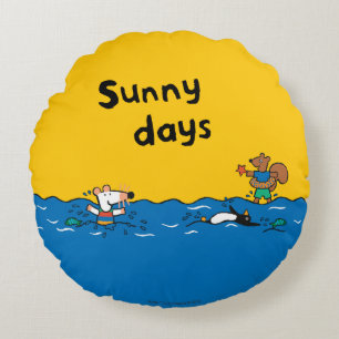 Maisy Goes Swimming at the Beach Round Pillow