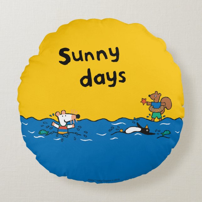 Maisy Goes Swimming at the Beach Round Pillow (Front)