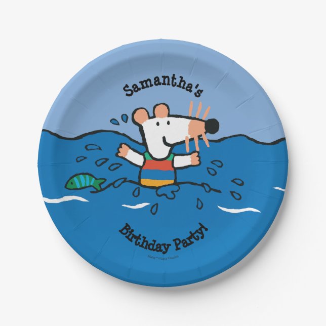 Maisy Goes Swimming Birthday Paper Plates (Front)