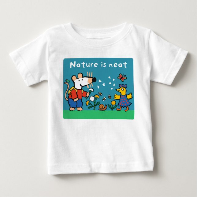 Maisy Nature is Neat, white text Baby T-Shirt (Front)