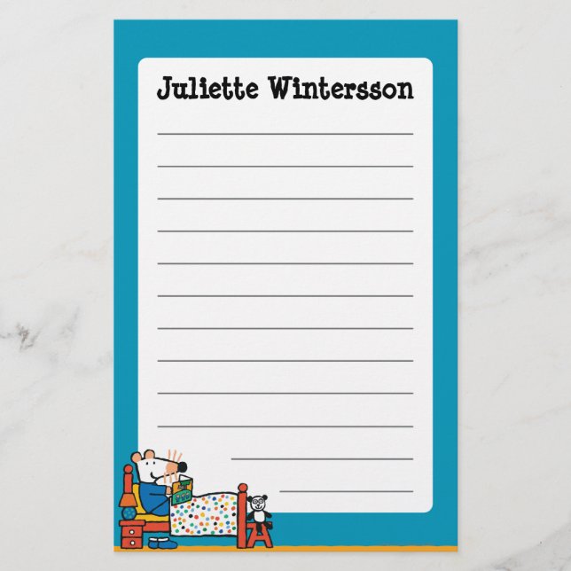 Maisy Ready for Bed Blue Pajamas Stationery (Front)