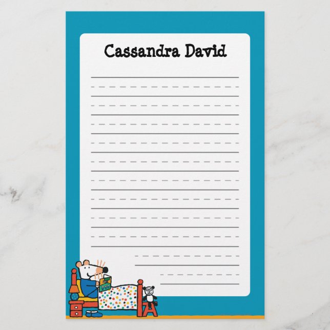 Maisy Ready for Bed Blue Pajamas Stationery (Front)