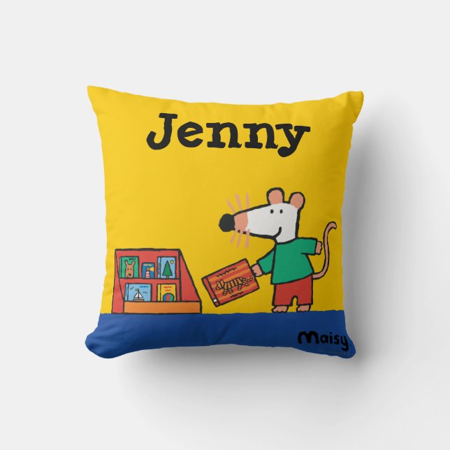 Maisy with Library Books Throw Pillow (Front)