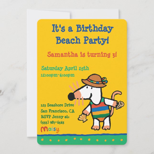 Maisy With Shells Birthday Invitation (Front)