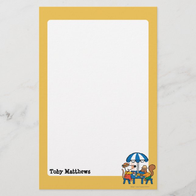 Maisy Writes Postcards under Blue Umbrella Stationery (Front)