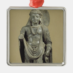 Maitreya, Gandhara (grey schist) Metal Ornament