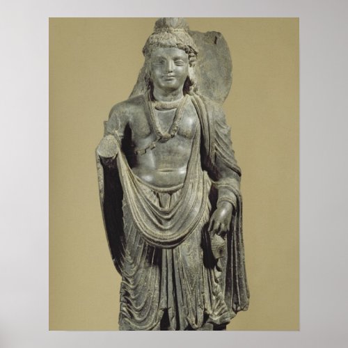 Maitreya Gandhara grey schist Poster