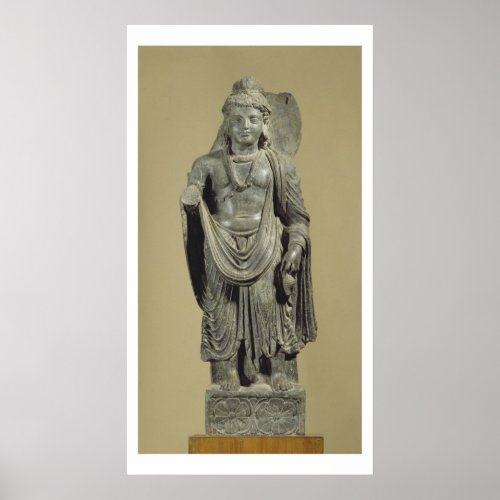 Maitreya Gandhara grey schist Poster