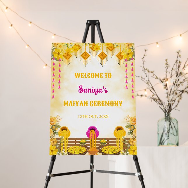 Maiyan Ceremony Welcome Sign, Haldi Sign (In Situ (Stand))