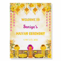 Maiyan Ceremony Welcome Sign, Haldi Sign