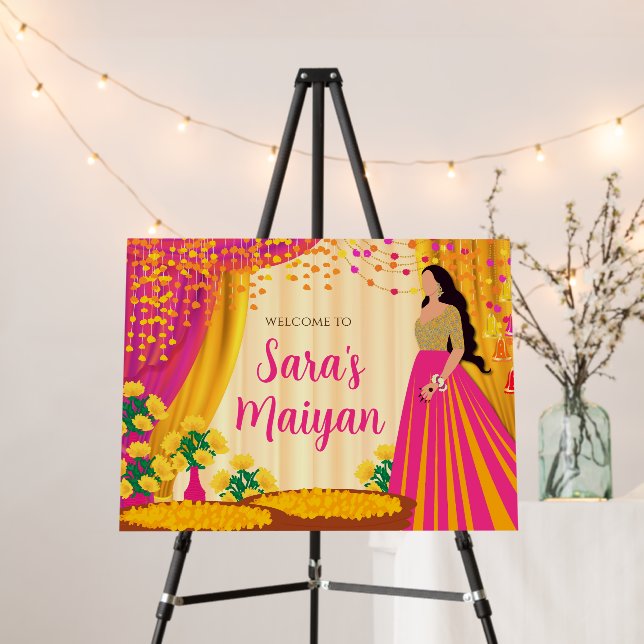 Maiyan Signs Haldi welcome signs, Mehndi decor (In Situ (Stand))
