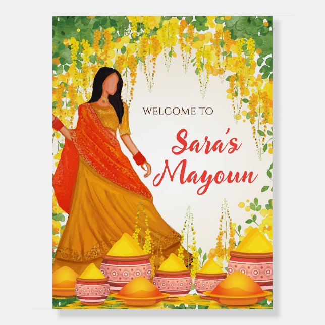 Maiyan signs Mayoun welcome signs Haldi decor sign (Front)