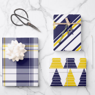 Maize and Blue gift wrapping 3-pack  Paper Sheets