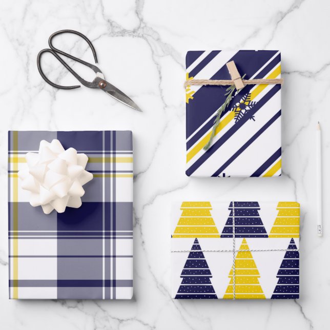 Maize and Blue gift wrapping 3-pack  Paper Sheets (Front)