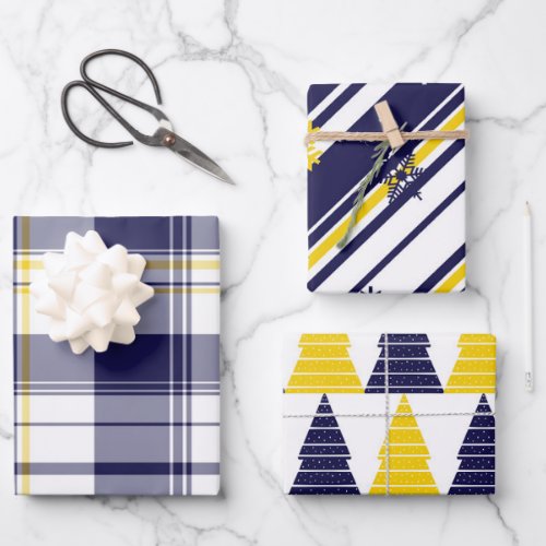 Maize and Blue gift wrapping 3_pack  Wrapping Paper Sheets
