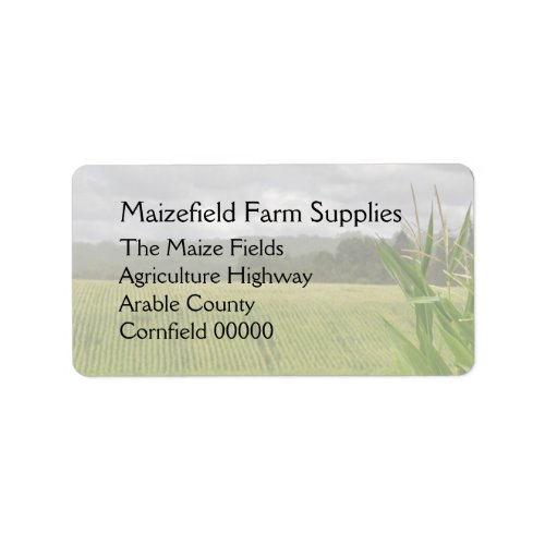 Maize crop in the field label
